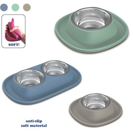 Vitafitt Soft Touch szilikonos etető inox tállal 28x28x5,5 cm