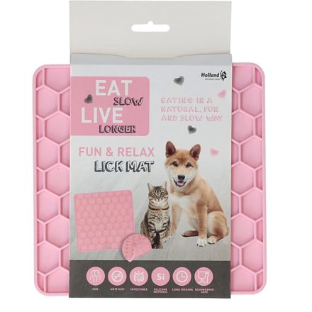 Eat Slow Live Longer Lick Mat Honeycomb Pink