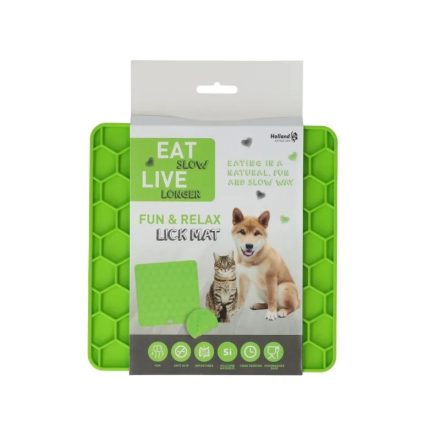 Eat Slow Live Longer Lick Mat Honeycomb Green