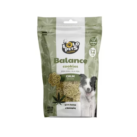 LoloPets Classic Balance Calm kutyakeksz nyugtató kenderrel és citromfűvel 350 g