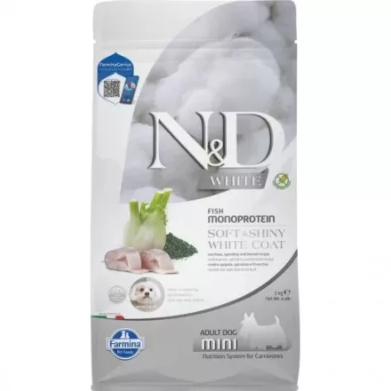 N&D White Dog Tengeri Sügér, Spirulina&Édeskömény Adult Mini 2kg