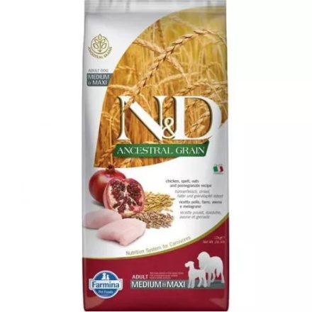 N&D Dog Ancestral Grain Adult Medium&Maxi Csirke&gránátalma 2,5kg