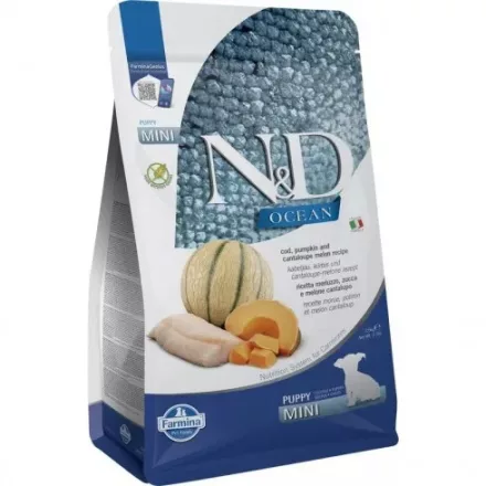 N&D Ocean Dog Tőkehal,Sütőtök&Sárgadinnye Puppy Mini 2,5kg
