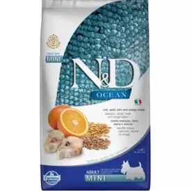 N&D Dog Ocean Tőkehal,Tönköly,Zab&Narancs Adult Mini 7kg