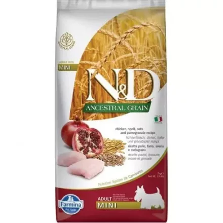 N&D Dog Ancestral Grain Adult Mini Csirke&Gránátalma 7kg