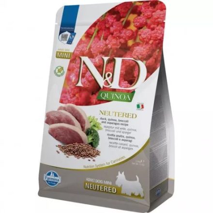 N&D Quinoa Dog Kacsa,Brokkoli&Spárga Adult Neutered Mini 7kg