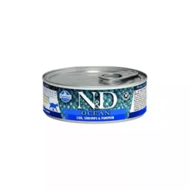   N&D Cat Ocean konzerv tőkehal&garnélarák sütőtökkel 70g