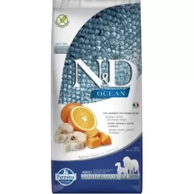   N&D Dog Ocean Tőkehal, Sütőtök&Narancs Adult Medium/Maxi 12kg
