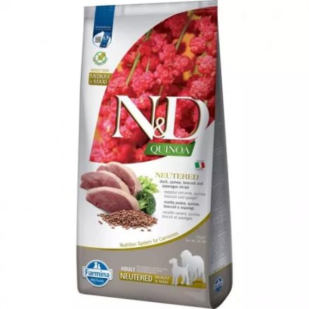 N&D Quinoa Dog Kacsa,Brokkoli&Spárga Adult Neutered Medium&Maxi 12kg