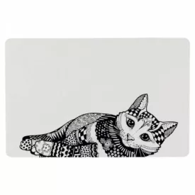   Trixie Tál alátét macska motívummal 44x28cm fehér/fekete