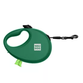   WAUDOG R-autómata póráz, kakizacsi tartóval, fényvisszaverő szalaggal, M, 20 kg-ig, 5 m, zöld