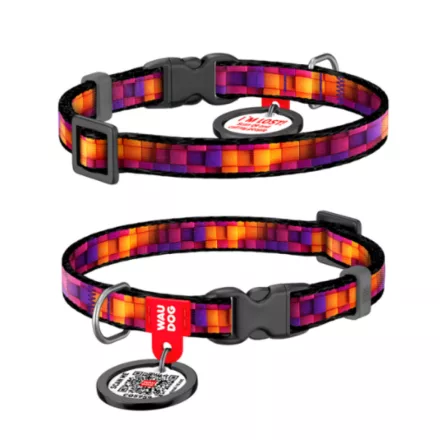WAUDOG Nylon nyakörv kutya/macska 3D kocka design XS, 20-30cm
